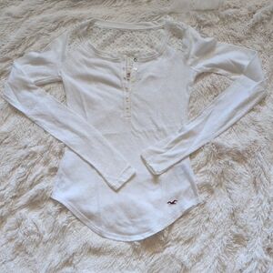 Hollister White Lace Detail Long Sleeve Blouse